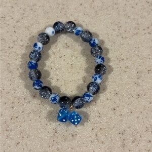 Blue and White Beaded Bracelet